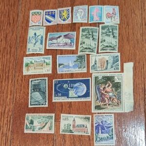 Vintage French Postage Stamps Collection 19 Stamps